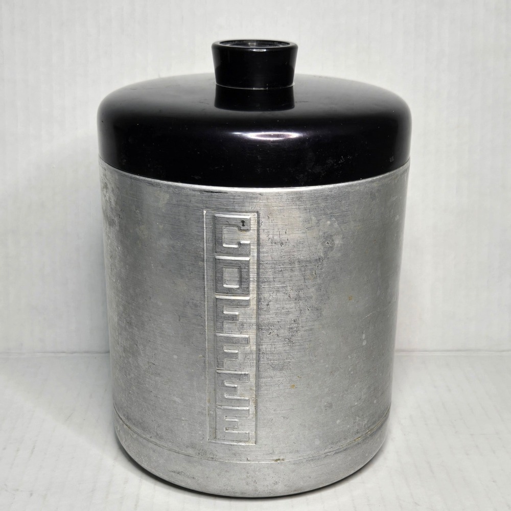Vintage Aluminum Coffee Canister Mid Century Modern Black Lid